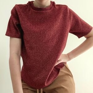 SCOTCH & SODA GLITTER  RED SHORT SLEEVES TEE - XS